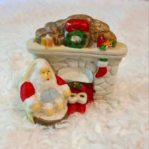 🪩 vintage • santa fireplace tealight candle holder